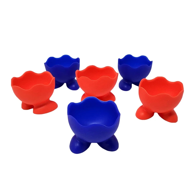 

6PCS Silicone Egg Holders Single Funny Serving Cup Egg Cute And Colorful Design Serve Hard-Boiled Eggs