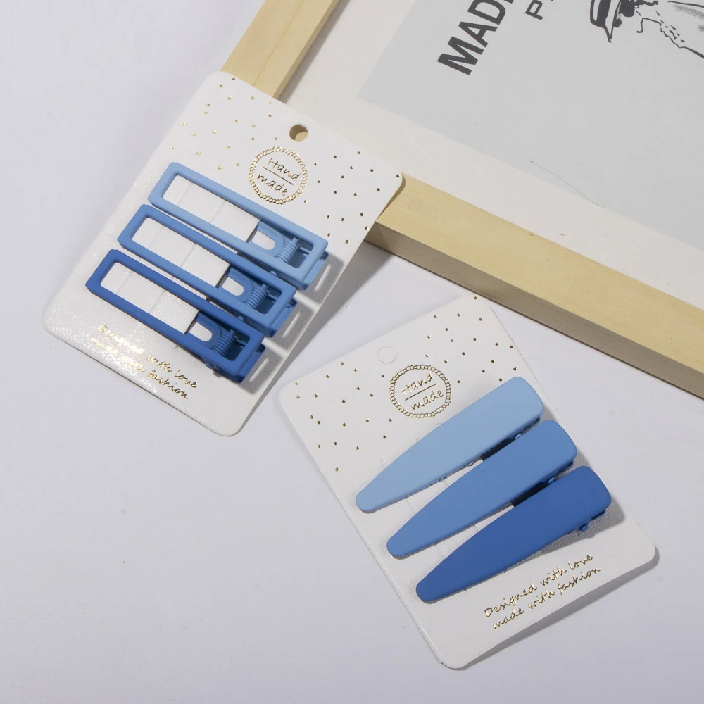 Metal Geometric Hair Clip Solid Colorful Girls Hairpins 3pcs/Set Elegant Star Round Barrette for Women Fashion Hair Clips 2022