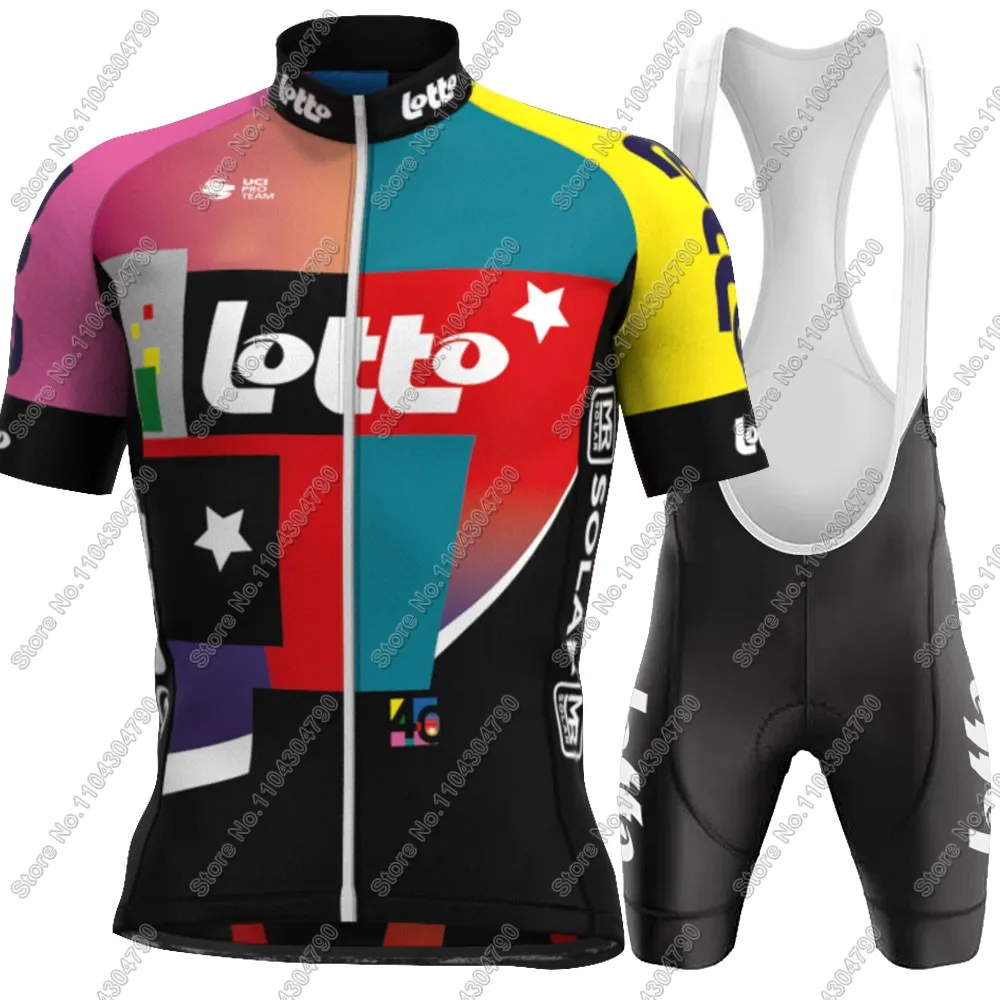 2025 Lotto Team Cycling Jersey Set Summer Cycling Clothing Men's Kit Road Bike Shirts Suit Bicycle Bib Shorts MTB Uniform 4