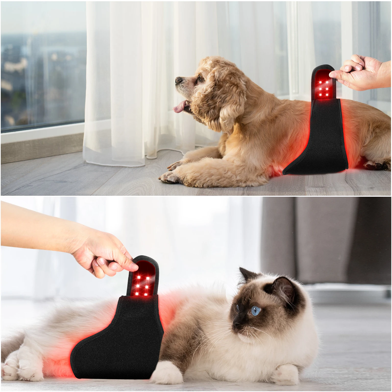 Sunglor 660NM 850NM Pet Care Dog Cat Infrared LED Wrap Red Light Therapy Belt