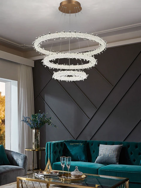 Eis Blume Luxus Kristall Kronleuchter für Wohnzimmer Ringe Hängen Licht Anhänger  Beleuchtung Esszimmer Schlafzimmer Kronleuchter - AliExpress