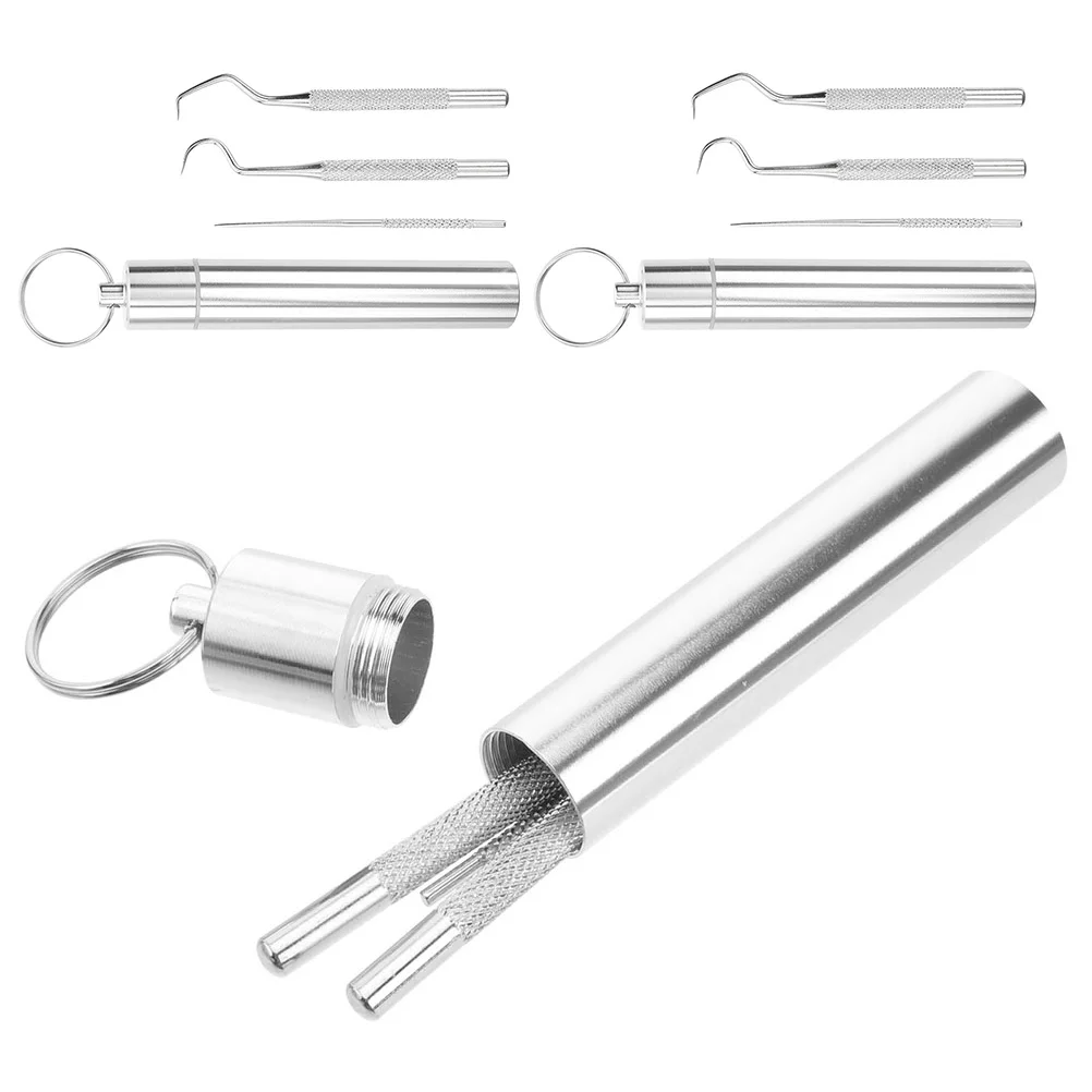 

3 Sets Toothpicks Portable Toothpick Storage Box Stainless Steel Toothpick