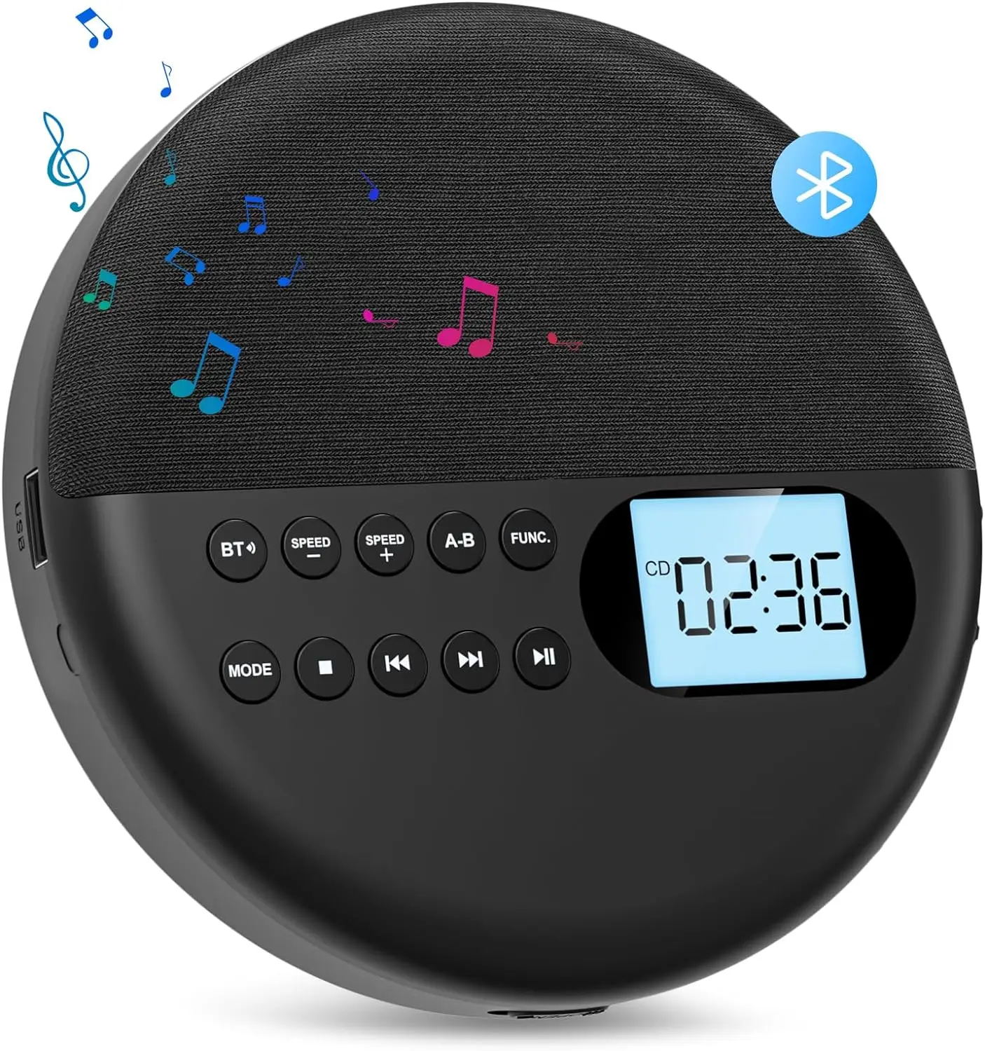 Portable cd player Portable Personal CD Player and MP3 Player Anti Skip Protection dual Stereo Speaker play speed adjust player walk man