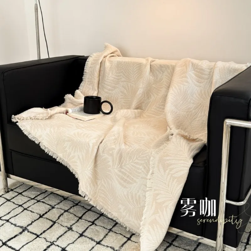 Summer Nap Office Premium Blanket Four Seasons Cotton Yarn Small Blanket Jacquard Tassel Blanket Simple Plain Color Complex 2