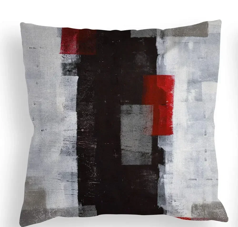 Nordic Red Black Grey Abstract Geometric Linen Pillowcase 60*60 Living Room Sofa Decoration Cushion Cover 40*40 Home Decoration 5