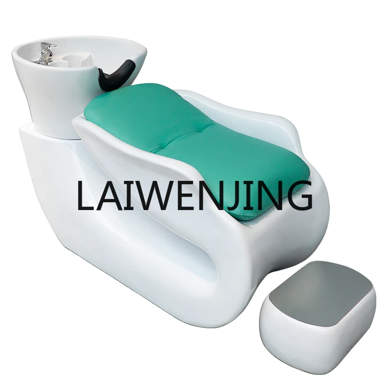 

RWJ Shampoo Chair Ceramic Deep Basin Lying Half Stainless Steel Flushing Bed