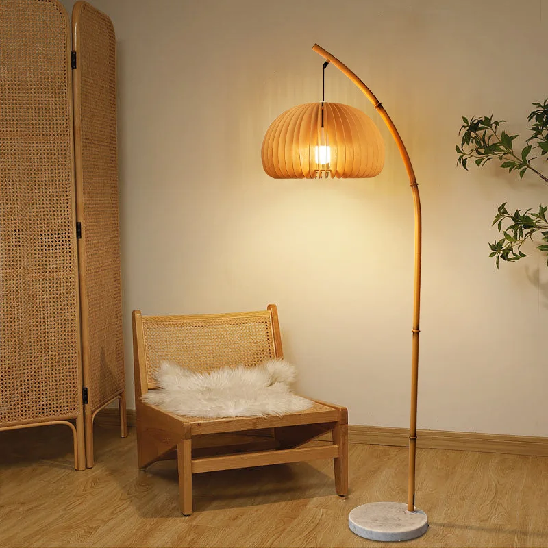 Bamboo art floor lamp in living room