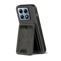 Solid Color Leather Wallet Card Slot Bracket Phone Case For Xiaomi 14T 13T 11T Pro Redmi Note 14 14C 13 13C 12 11 10 S Pro Cover 1