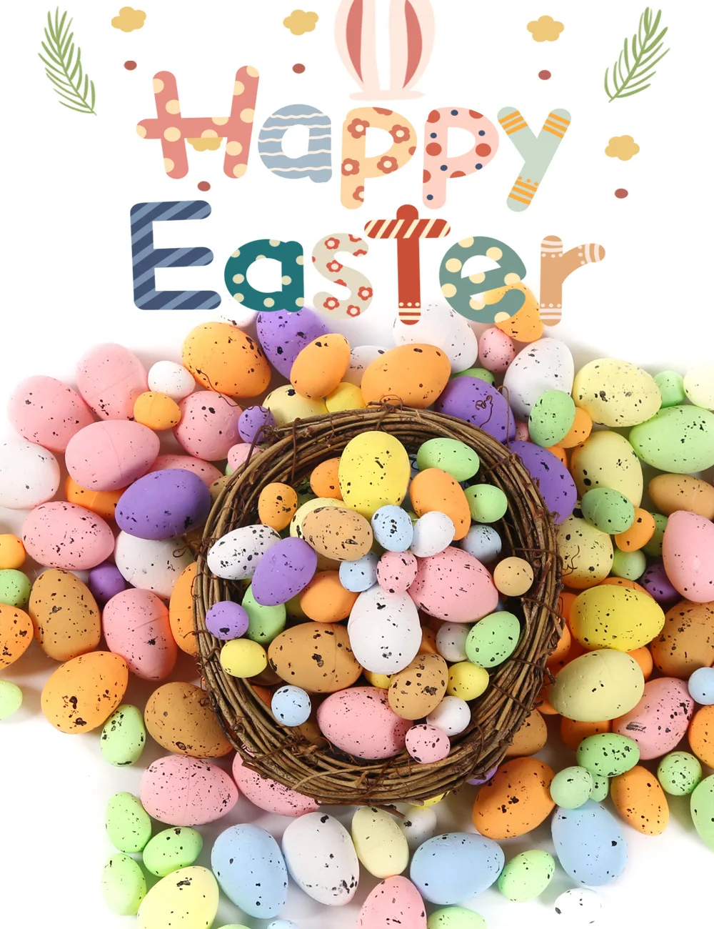 Description Picture 2 of item100PCS Pigeon Bird Eggs Easter Decorations For Home Colorful Foam Speck Artificial Eggs DIY Crafts Easter Party Wreath Ornaments