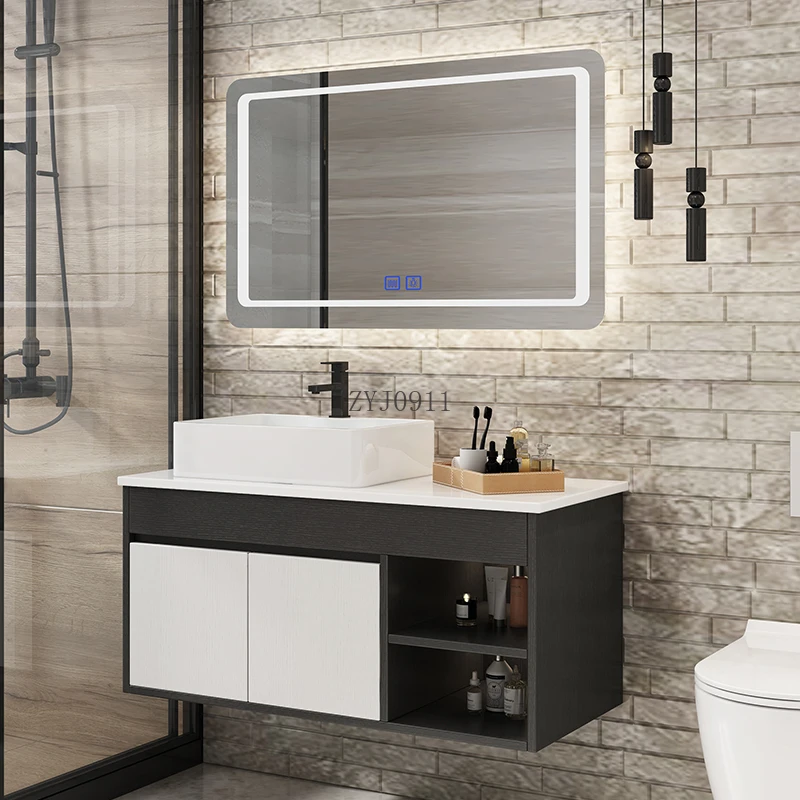 *Slate marble seamless ceramic integrated basin bathroom cabinet combination washstand
