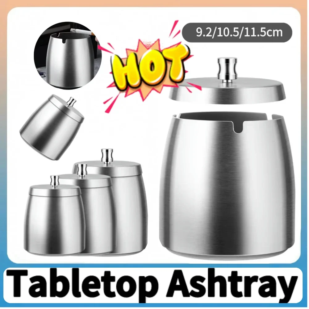Stainless Steel Butt Bucket Windproof with Lid Cigarette Ashtray Large Capacity for Home/Office/Tabletop/Outside Patio/Balcony portable ashtray cigarettes ashtray stainless steel ashtray metal ashtray