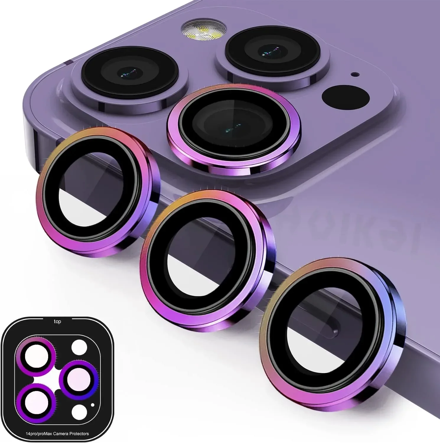 Premium 2 PCS Tempered Glass Camera Lens Protector with Metal Scratch Protection