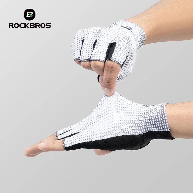 ROCKBROS Half Finger Gloves Summer Bicycle Gloves Anti-Slip Shock-Absorbing Cycling Fingerless Breathable Gym Gloves 6