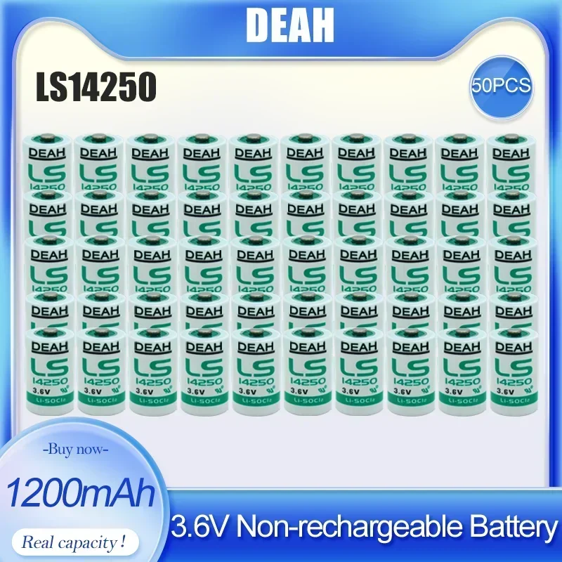 Li-SOCl2 Non-rechargeable Battery 3.6V 1200mAh 14250 LS14250 1/2AA TL-5902 50pcs for PLC Equipment System CNC Machine lithium battery disposable battery