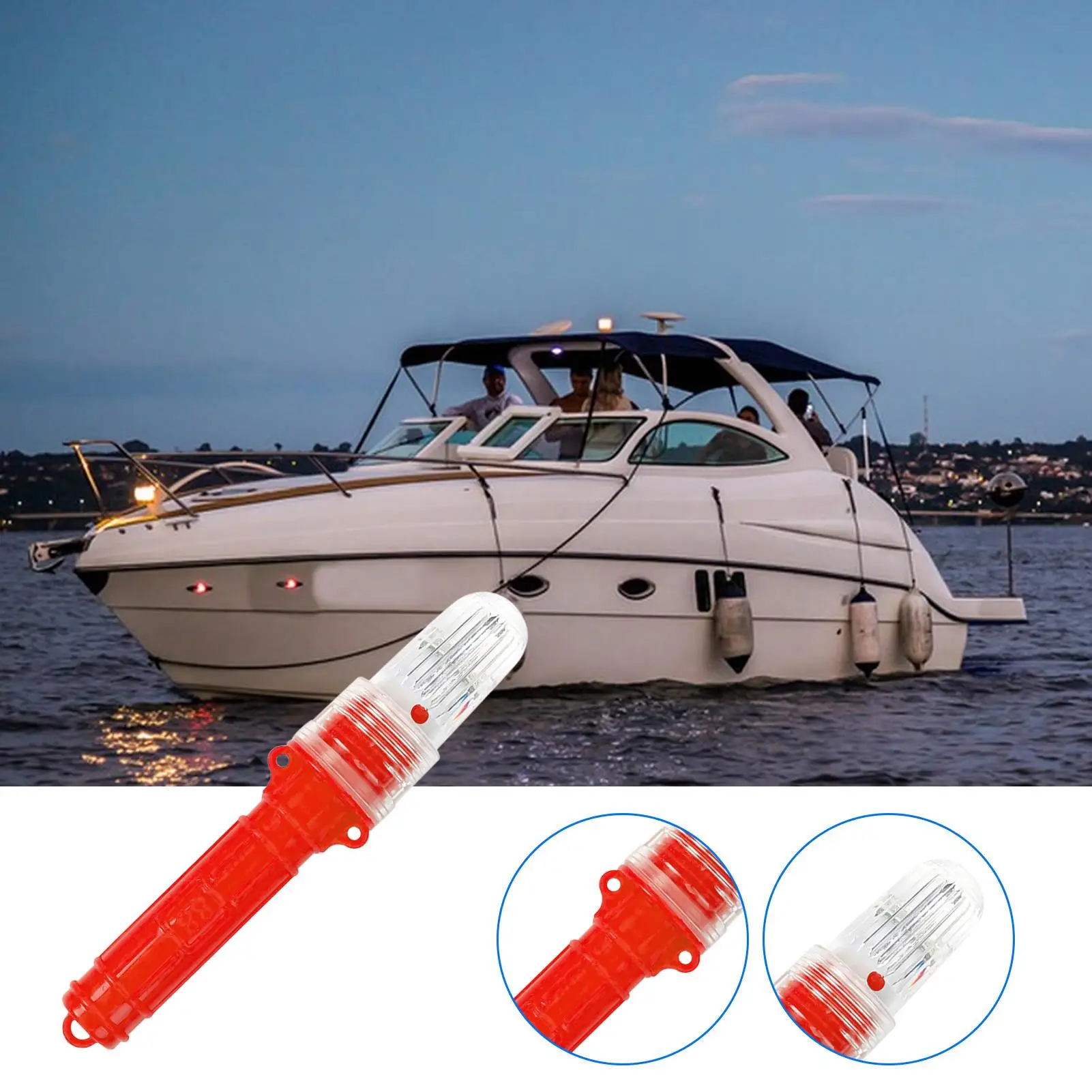 LED Boating Flares Fishing Light Electronic Day/Night Flare Safety Kit Electronic Light-Control Waterproof Buoy Fish Luring Tool