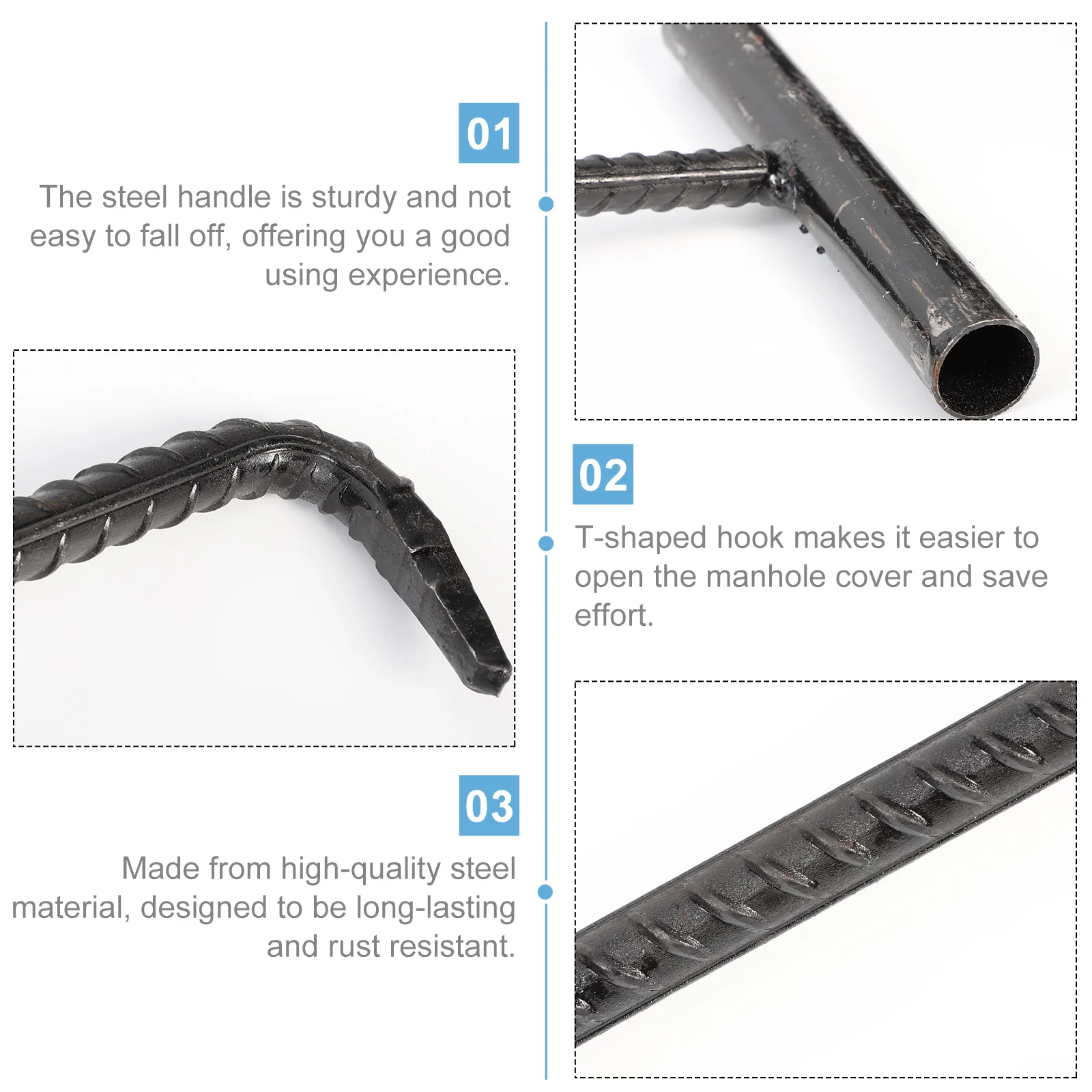 Haken Haken T Kanaldeckel Fleisch Geformt Springsteel Edelstahl Heber  Ablauf Boning Deckel Tür Hebe Kanalisation Puller Werkzeug Roll