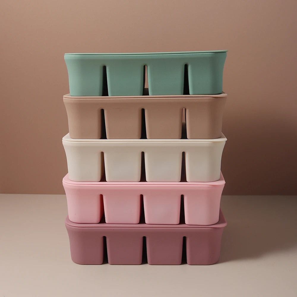 12 grids ice tray mold box silicone square kitchen stackable DIY whisky press baby food making