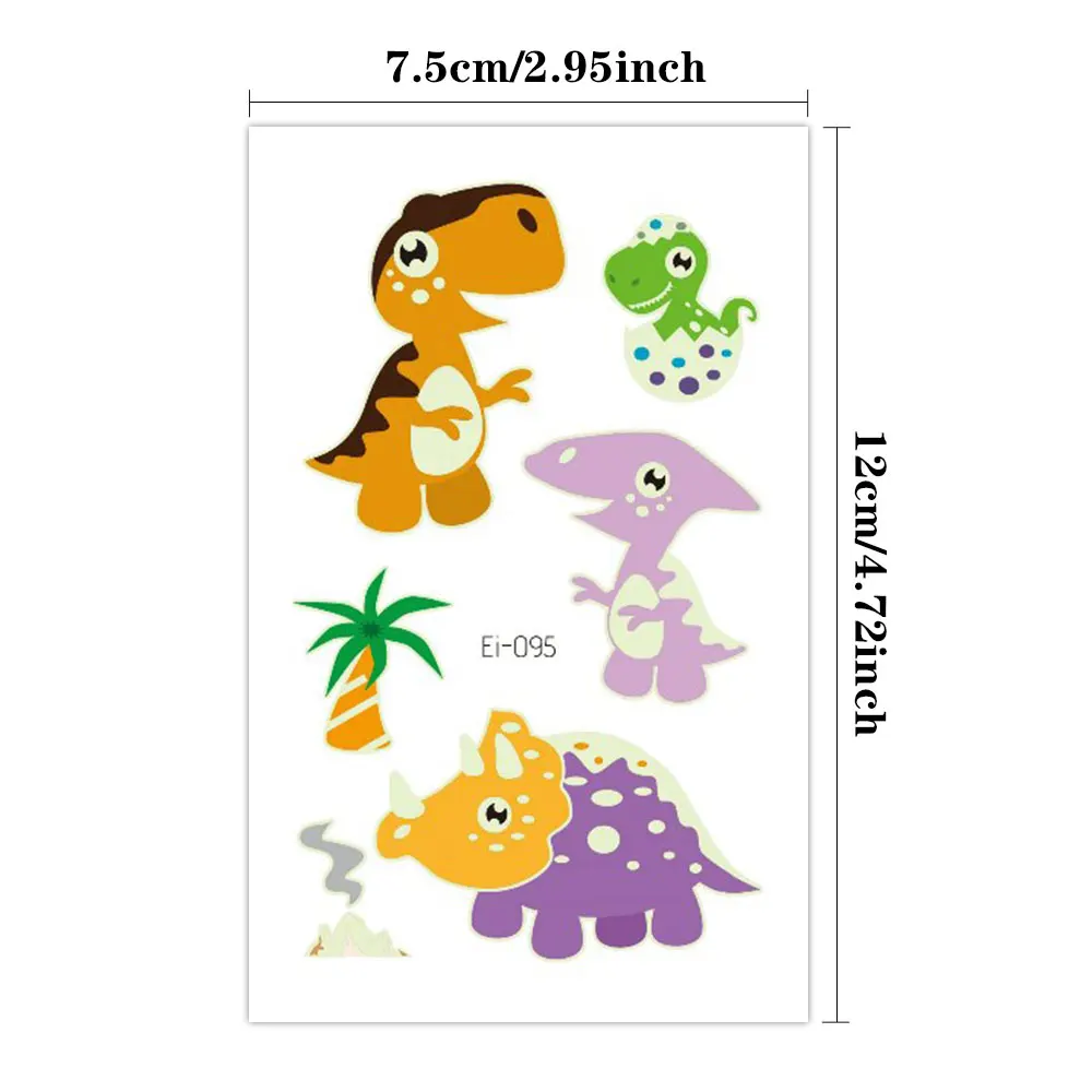 Luminous Cute Dinosaur Glow Waterproof Temporary Tattoo Stickers 10pcs Animal Totem Flash Tattoos Face Arm Body Art Fake Tattoos tattoo sticker