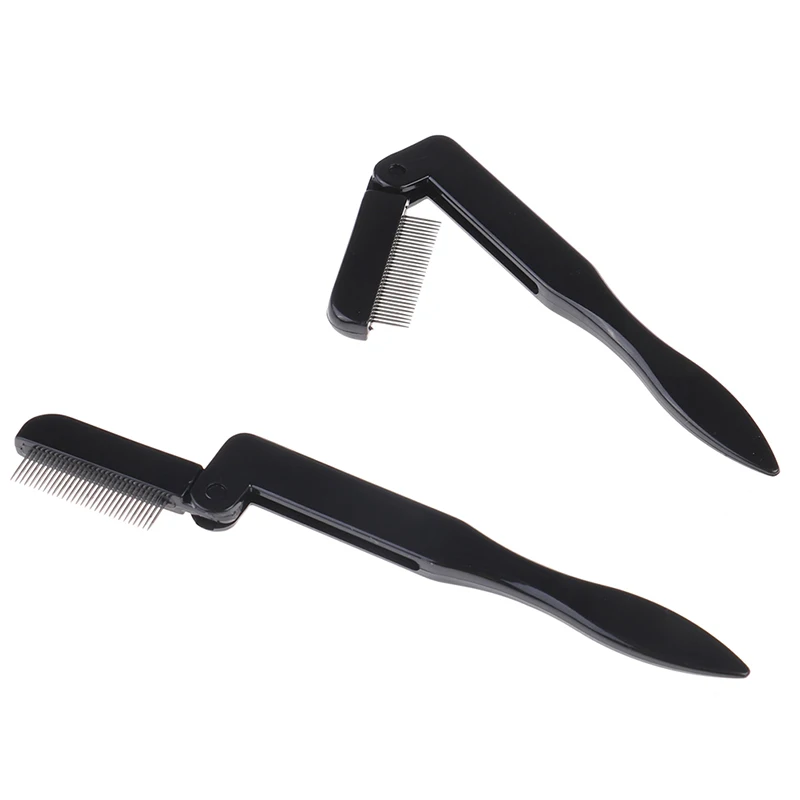 【접이식 속눈썹 빗 금속 눈썹 브러쉬 도구 마스카라 분리기 래쉬 컬 블랙】