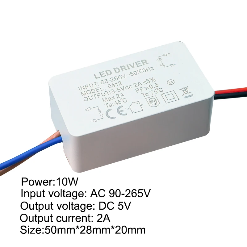 LED Power Supply DC 5V Transformer Switch Driver Output current 1A 2A Adapter For CCTV AC110V-220V 5W 10W
