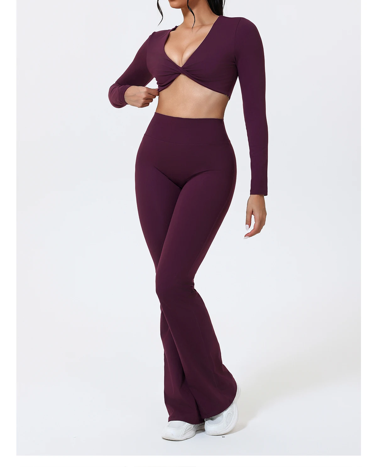 Hearuisavy Sommer Damen Workout Schlaghose Leggings Pilates Fitness Hose Hochgeschnittene Po-Lifting Yoga Schlaghose – Detail 23