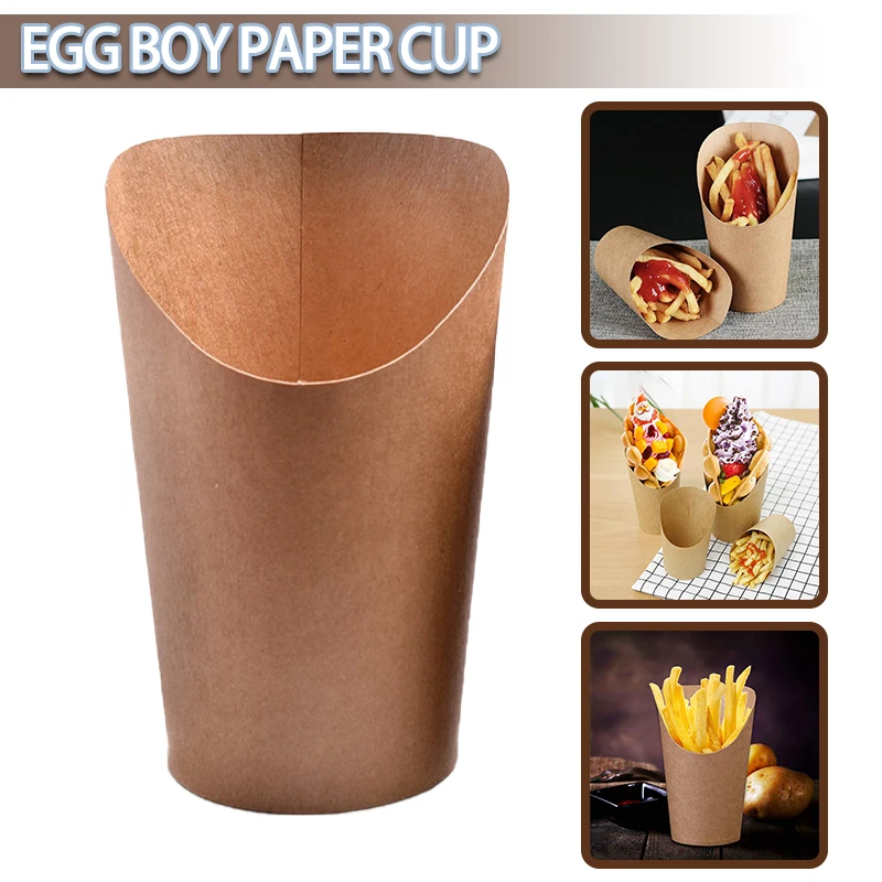 30pcs Disposable Paper Candy Popcorn Boxes Snack Holder French Fries Cone Boxes Kraft Paper Snacks Food Tubs Party Supplies