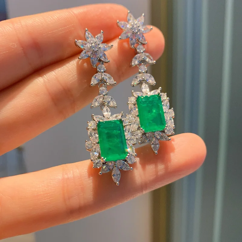 Lusso 8*12Mm Paraiba Tormalina Rubino Smeraldo Quarzo Topazio Orecchini Di Pietre Preziose Per Le Donne Festa Di Nozze Gioielleria Raffinata Regalo El