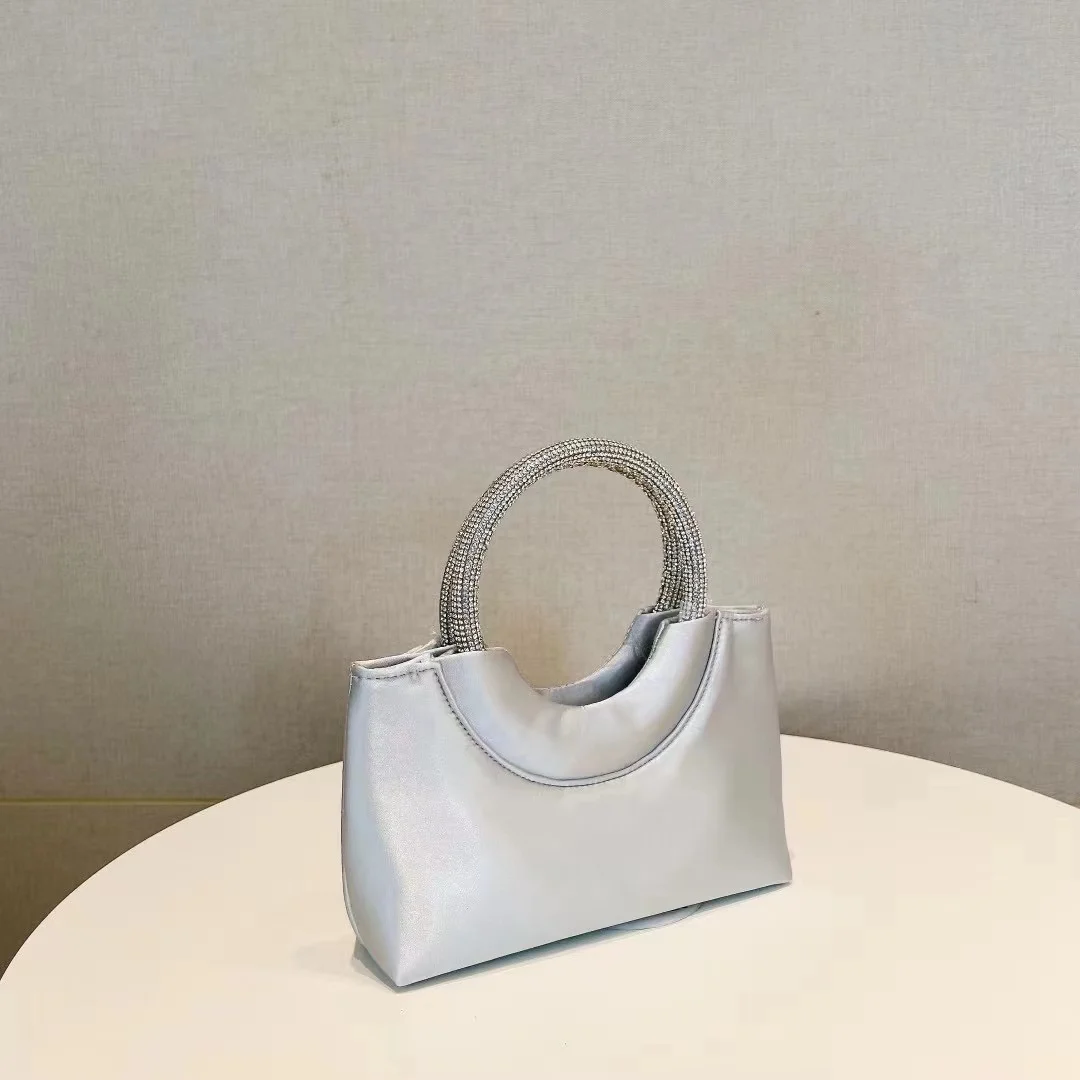 Luxury Satin Women's Handbag Glitter Shiny Rhinestones Diamonds Evening Bag Wedding Party Clutch Purse  Shoulder Crossbody Bag