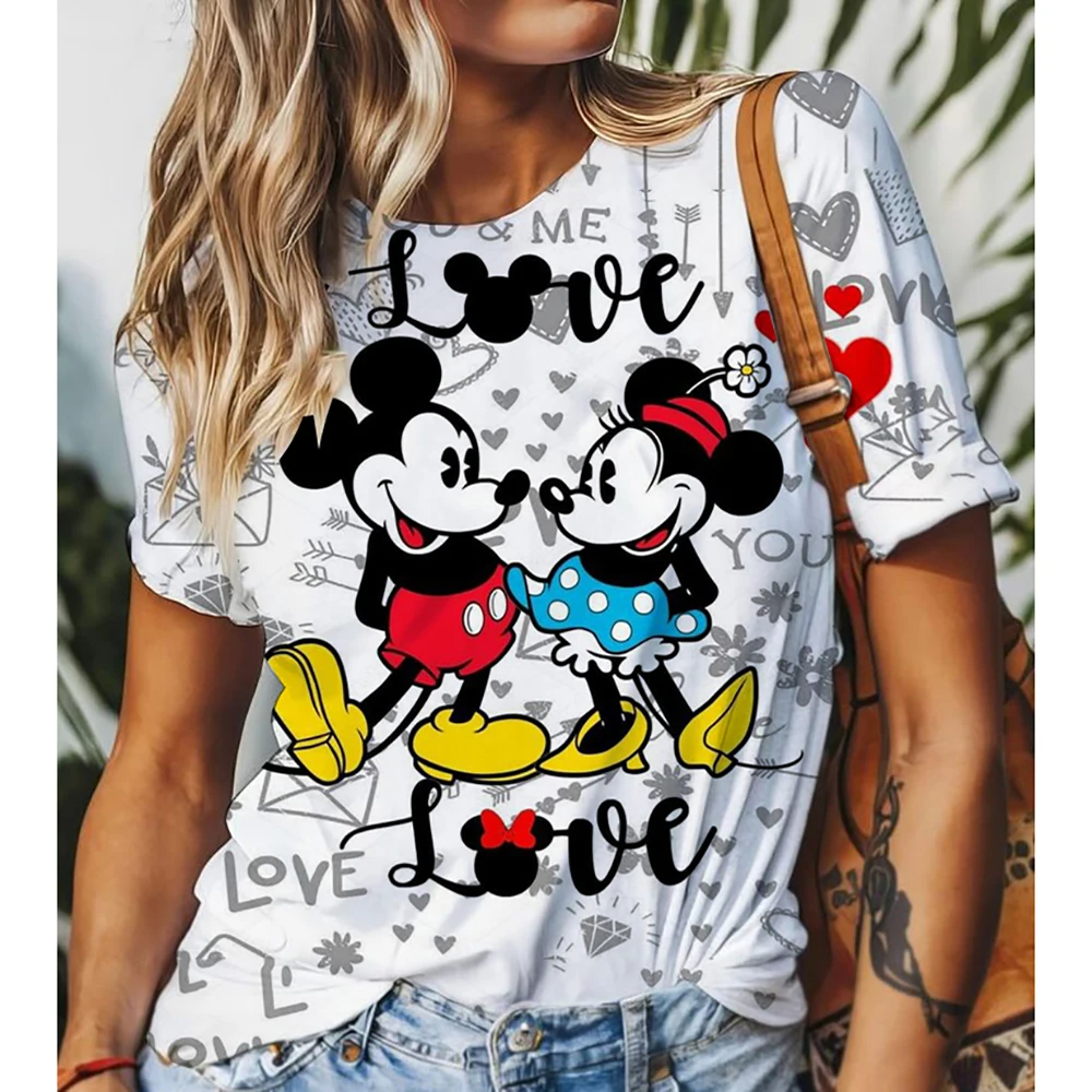 Disney Mickey Mouse Printed Women's Casual T-shirt Gothic T-shirt Harajuku 90s T-shirt Women's Summer Top Streetwear