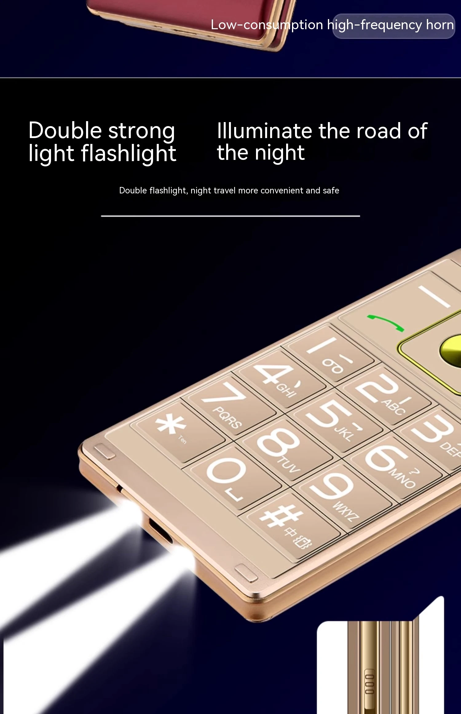 Foldable Mobile Phone Foldable Flip Dual Display Large Key Loud Sound SOS Speed Dial Blacklist Dual Sim Card Double Torch