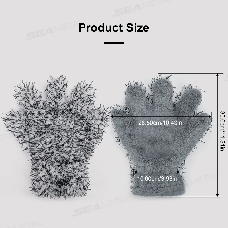 SEAMETAL Five Fingers Car Wash Glove Double Sided Plush Coral Mitt Thick Cleaning Gloves Soft Anti-scratch for Car Wax Detailing car cleaning gloves