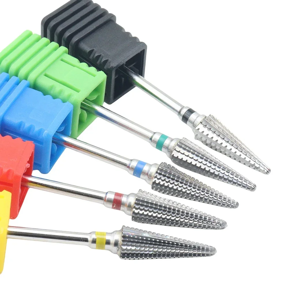 Nail Drill Bit 5-in-1 Carbide Professional Tungsten Steel Gradient Teeth Design for Pre-treatment and Removal 1pc