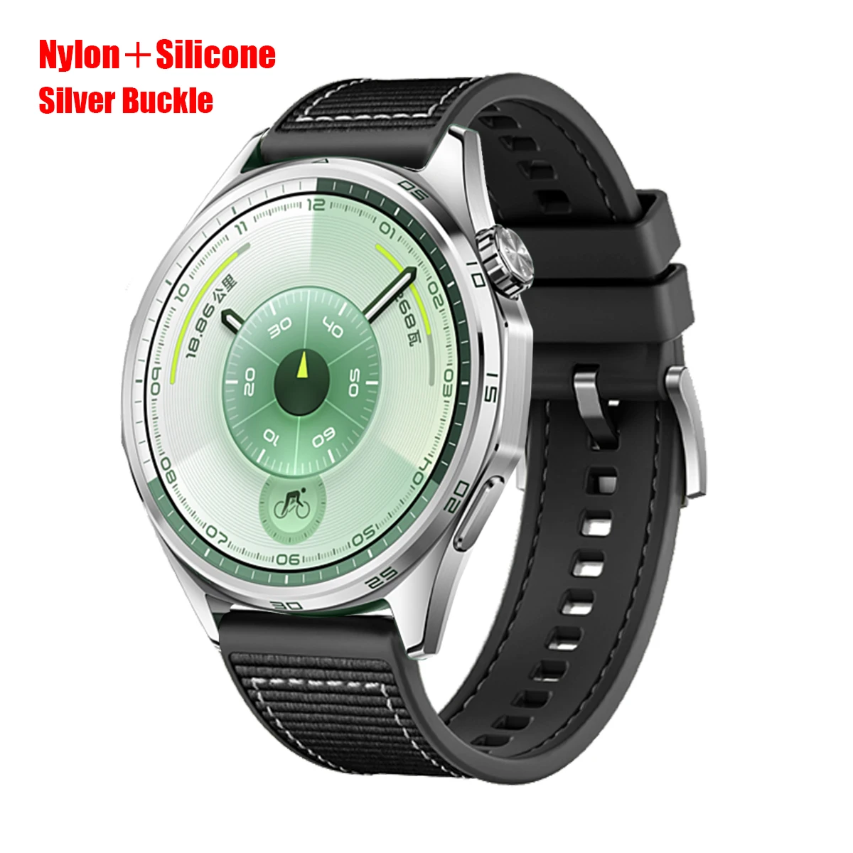 Premium Adjustable Nylon + Silicone Watch Strap, 22mm Bracelet Correa
