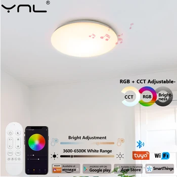 스마트 LED 천장 조명, 밝기 조절 가능 RGB 앱 제어, 홈 데코 조명, TUYA 음성, 알렉사, 구글 앰비언트 램프, AC220V, 30W