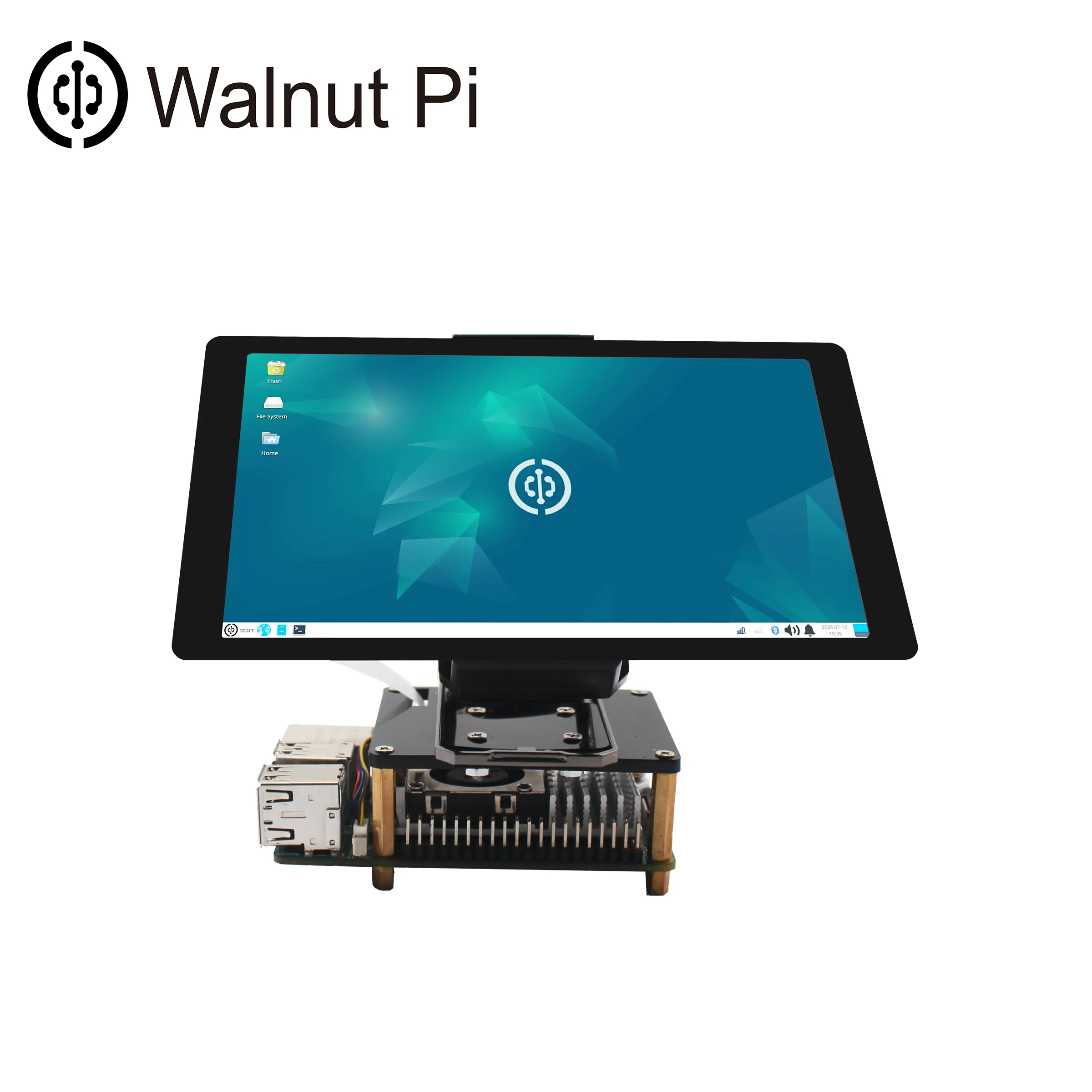 WalnutPi Walnut Pi 2B는 5.5인치 MIPI 디스플레이(정전식 터치), 회전식 스탠드, 그리고 리눅스 기능을 갖추고 있습니다.