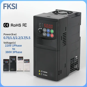 220V ถึง380V VFD 0.75KW/1.5KW/2.2KW/3.7KW/5.5KW 1เฟสเป็น3เฟสเอาต์พุตตัวแปรความถี่มอเตอร์ไดรฟ์ควบคุมความเร็วมอเตอร์อินเวอร์เตอร์ 1