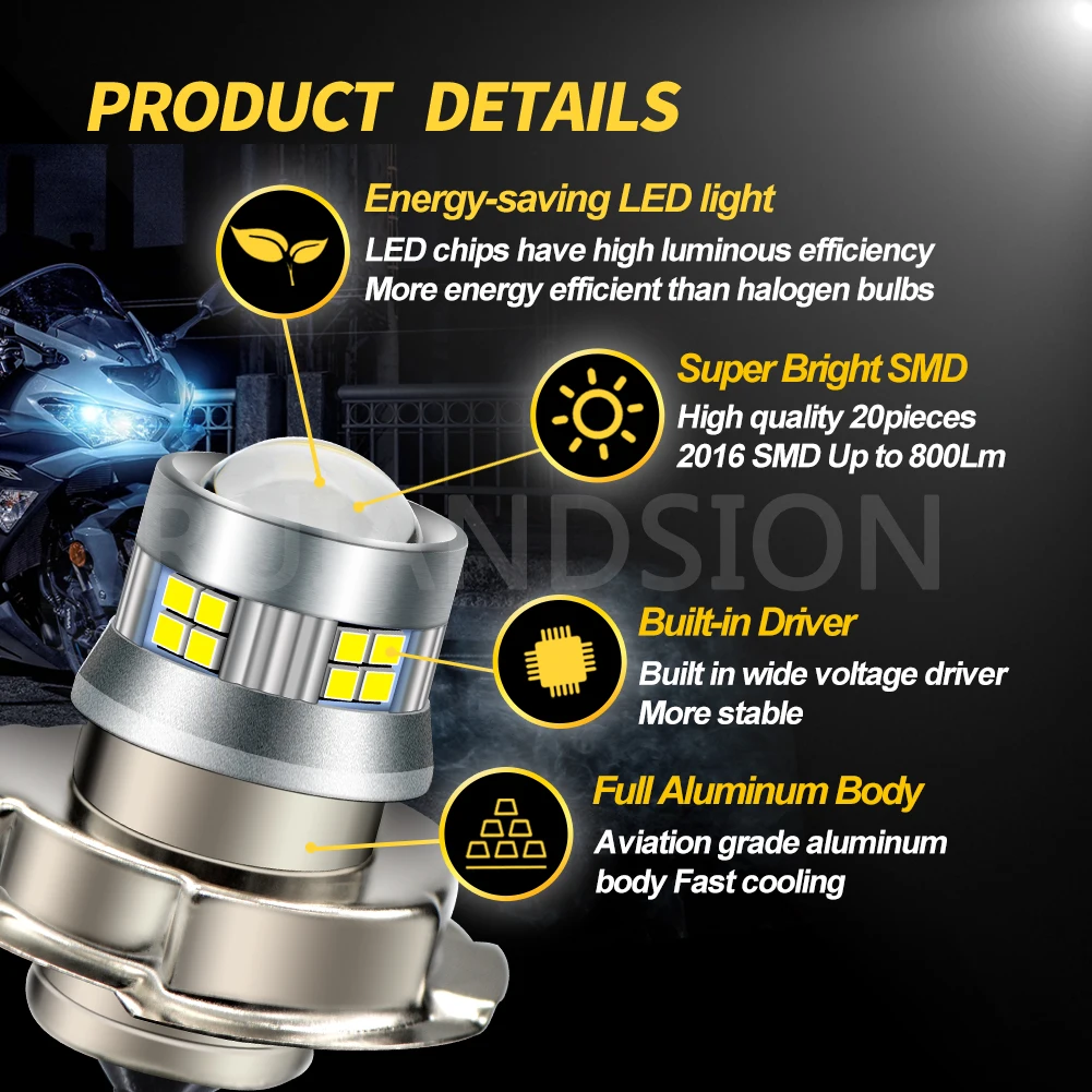 Motorcycle Headlight Motorcycle LED Lights LED Lights Motorcycle Driving Lights RUIANDSION P26S LED Lights For Motorcycle Electric Scooter ATV 12V 24V DC Bulbs 800LM Xenon White
