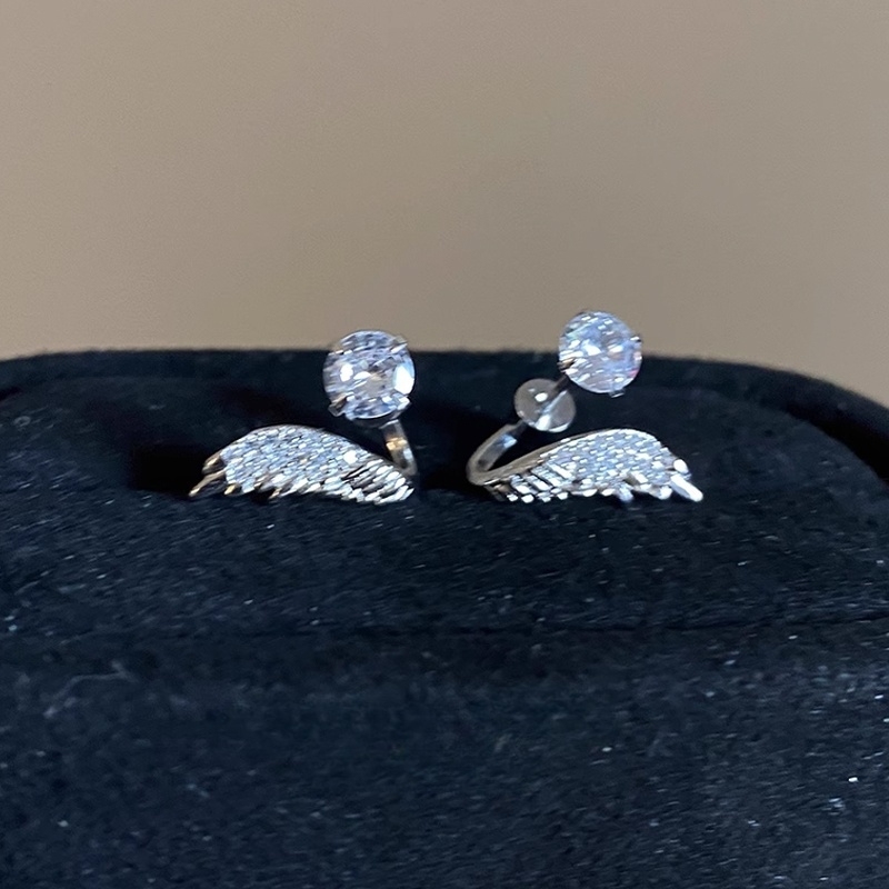 1pcs Silver Color Wing 316L Stainless Steel Ear Bone Nail for Women New Fashion Full of Rhinestone Earrings Accessories for Ear