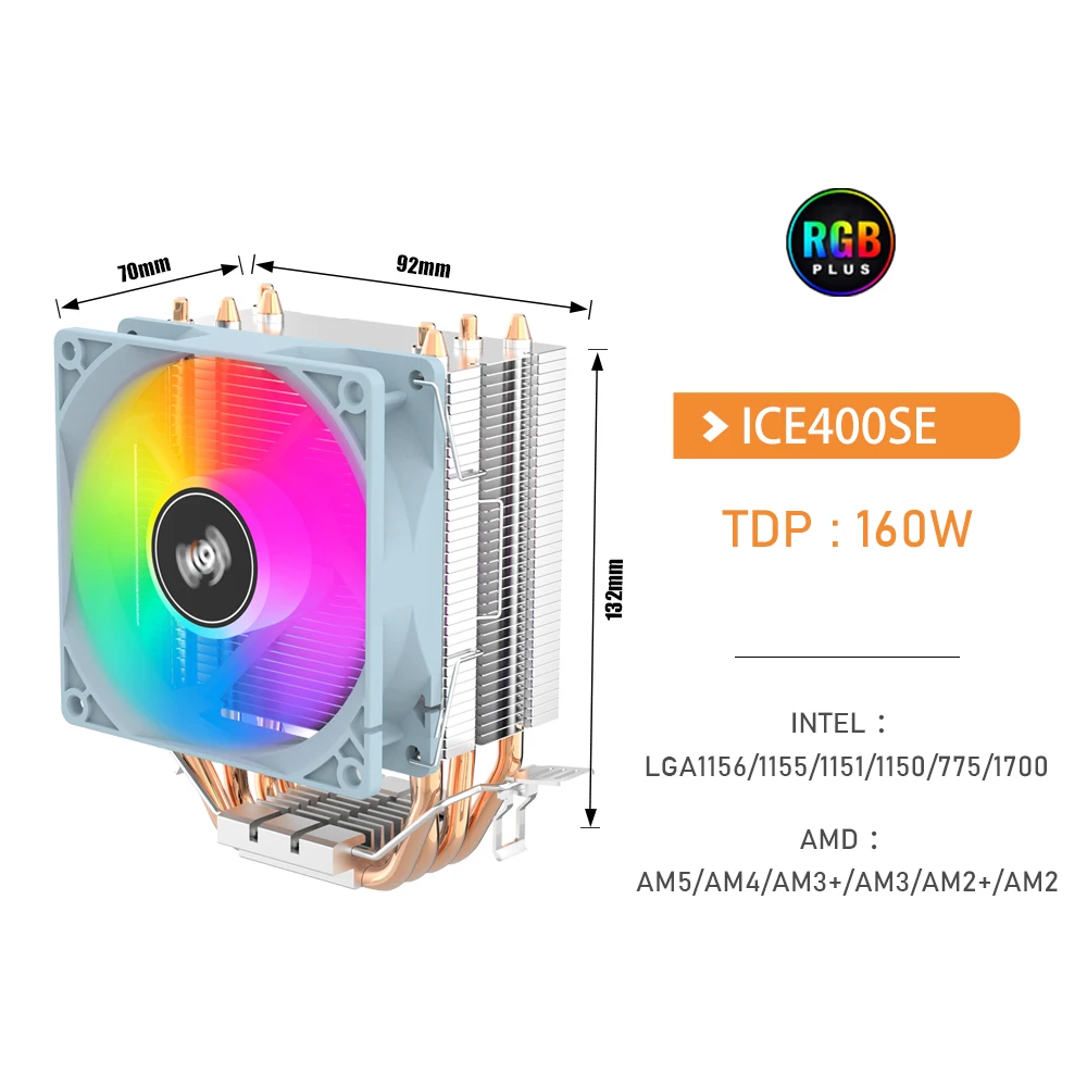 Aigo ice400se空気CPUクーラー冷却ファン静かな人工呼吸器4