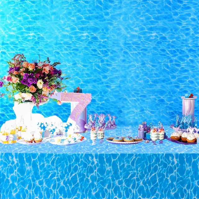 1pc Tovaglia per feste a tema oceano Tovaglia in plastica subacquea Compleanno per bambini Forniture per feste a tema animali blu oceano 3