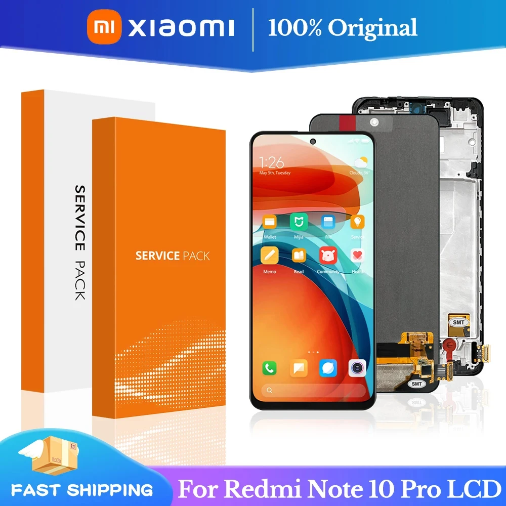 

6.67" Original For Xiaomi Redmi Note 10 Pro LCD Display Touch Screen with Frame For Redmi Note10Pro M2101K6G LCD Display Replace