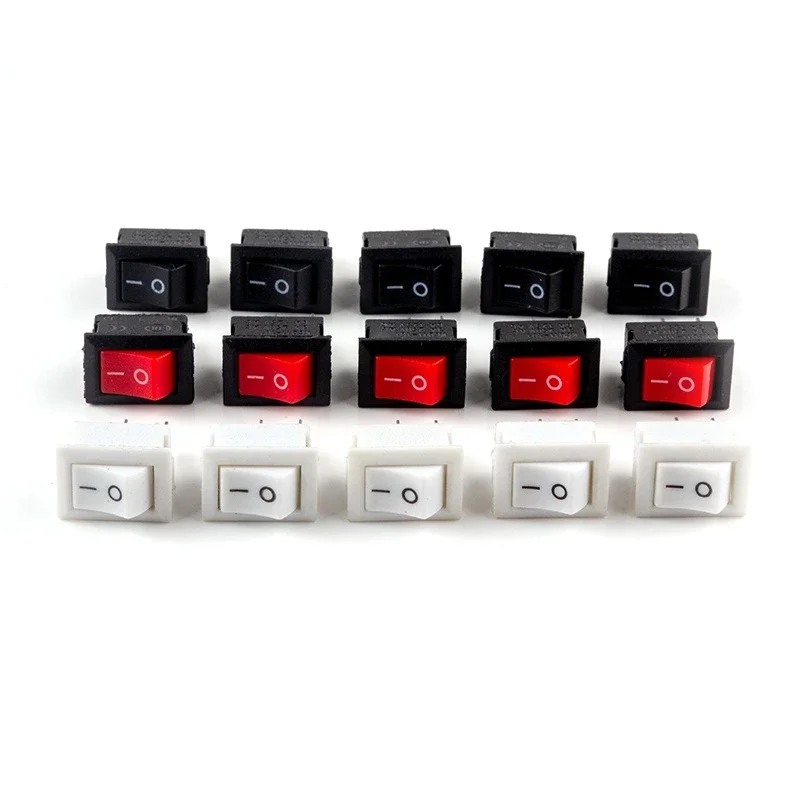 Кнопочный переключатель 10x15 мм SPST 2Pin 3A 250V KCD11, 10 шт., кнопочный переключатель 10 мм * 15 мм, черный, красный и белый
