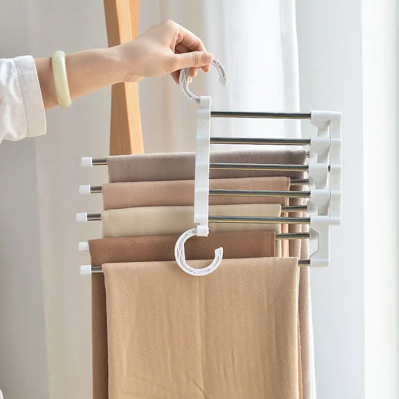 Durable Space-Saving Multi-Layer Pants Hanger - Ideal for Suits, Jackets & Tops, Stretchable - Perfect Closet Organize