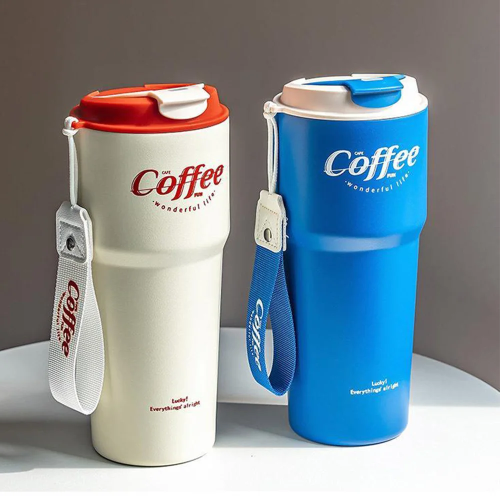 Coffee 보온 텀블러 보냉 물병 손잡이 미니 스텐컵 스포츠 대용량 티 커피 원터치 휴대용 컵 421ML 62