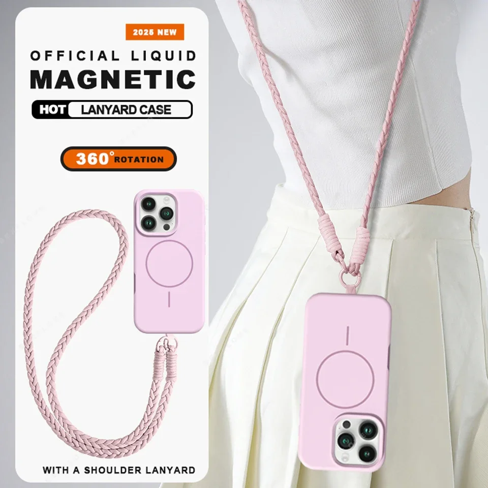 Liquid Silicone Protective Crossbody Phone Case with Magnetic Closure and Adjustable Strap