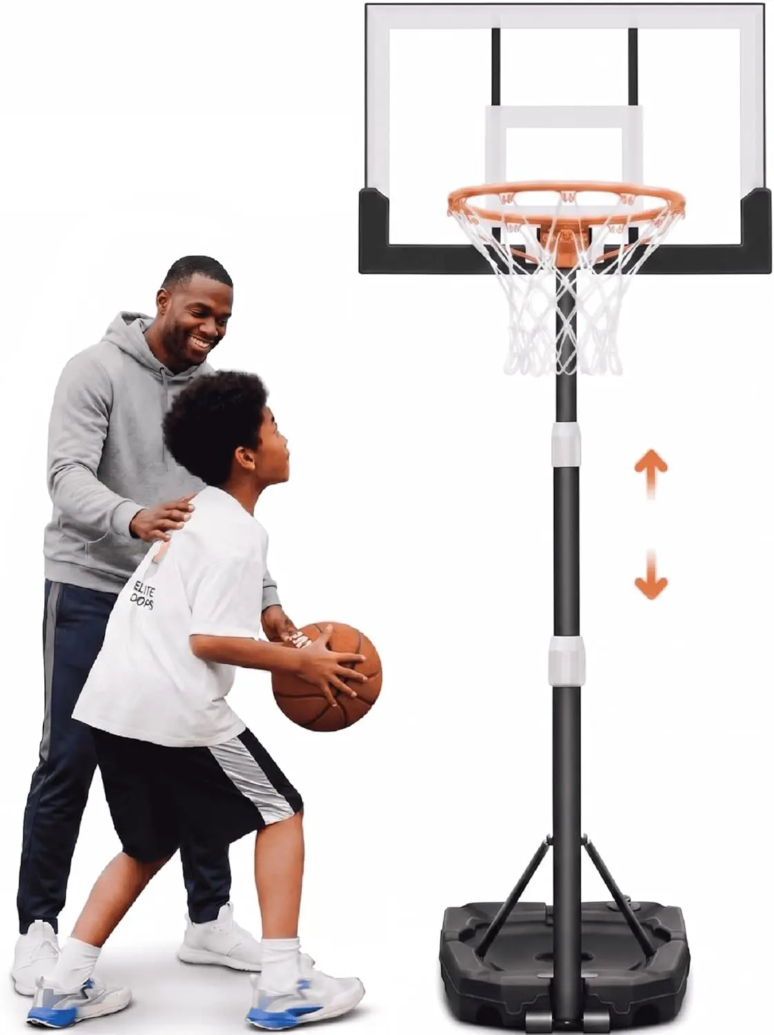 Kids Basketball Hoop 3.2-7.2FT Adjustable, Portable Poolside & Indoor Hoop with 29in Backboard, Enlarged Base