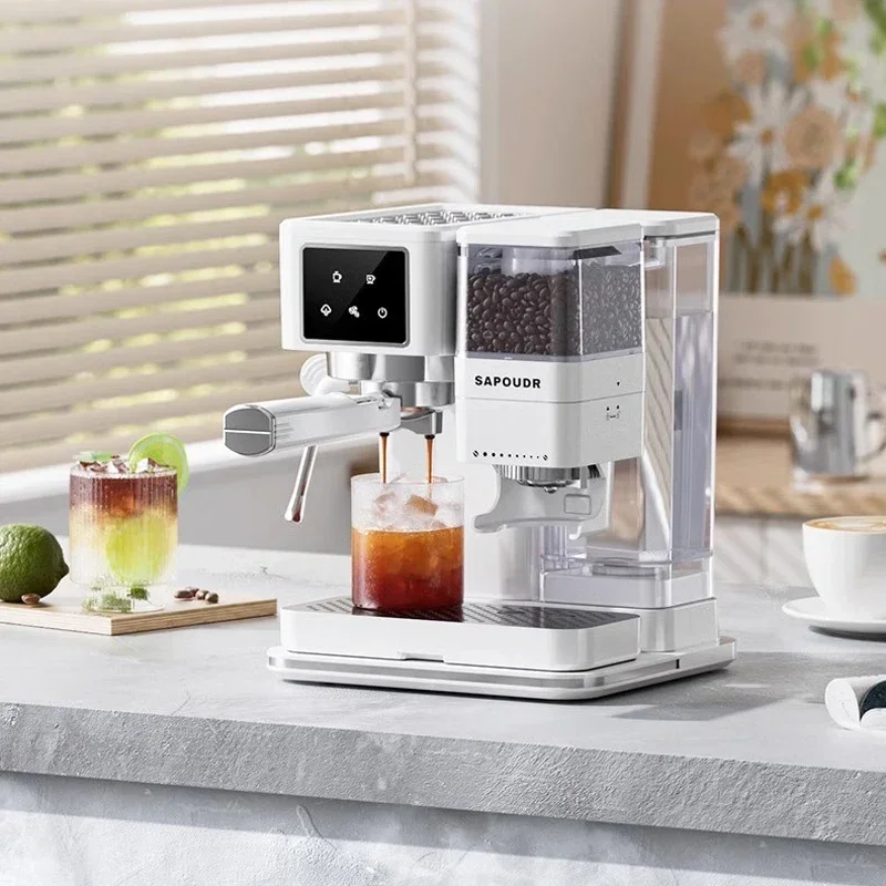 15Bar Espresso Coffee Machine with Milk Frother Built-in Grinder Semi-automatic Italian Espresso Machine