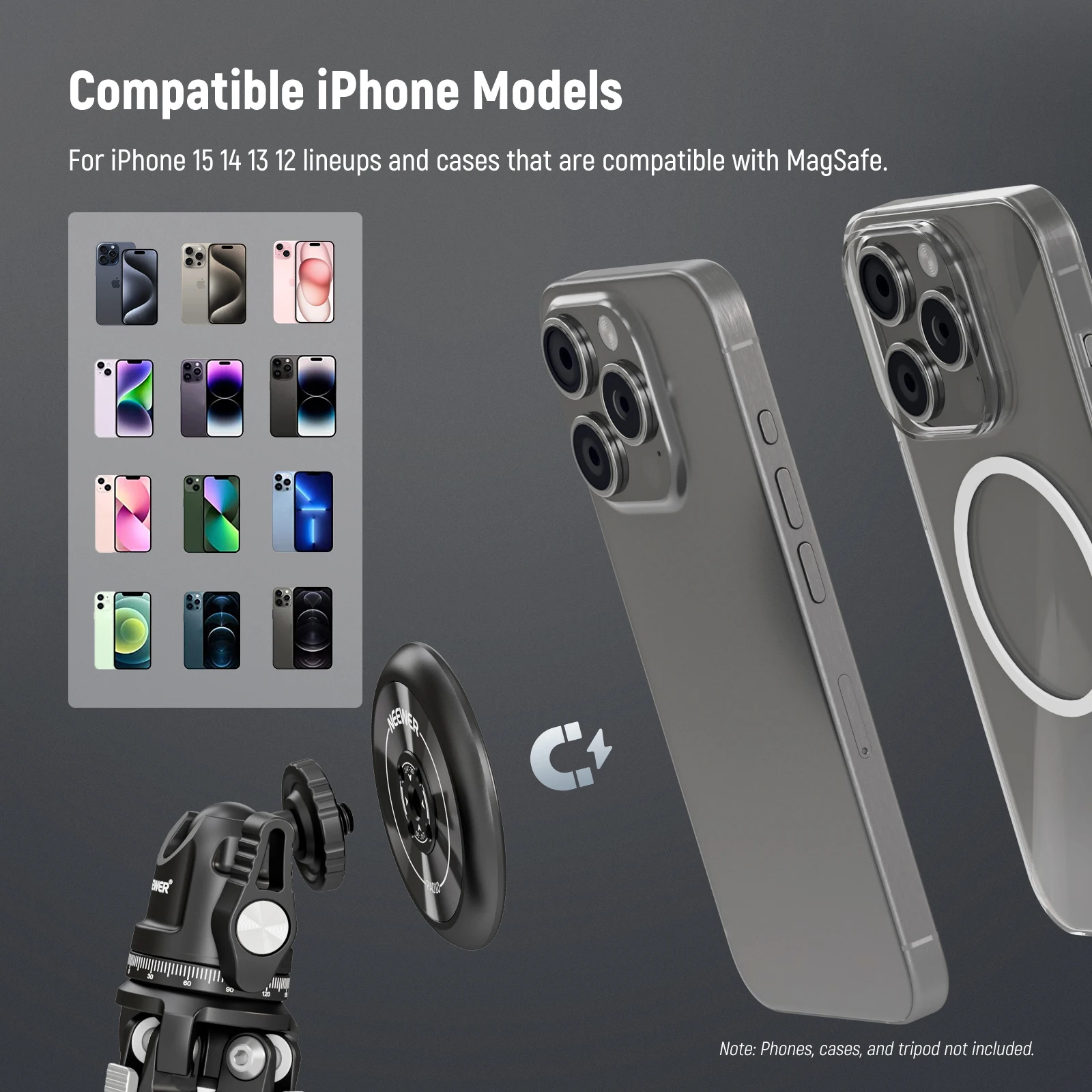 Magnetic Phone Tripod Mount Adapter with Magnetic Ring Compatible with MagSafe i