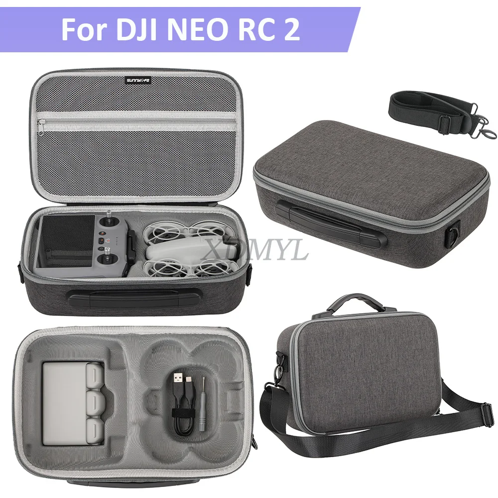 Sunnylife Shockproof Protective Box Suitcase Large Capacity Travel Carrying Case Handbag For DJI Neo RC 2 Drone Acccessories