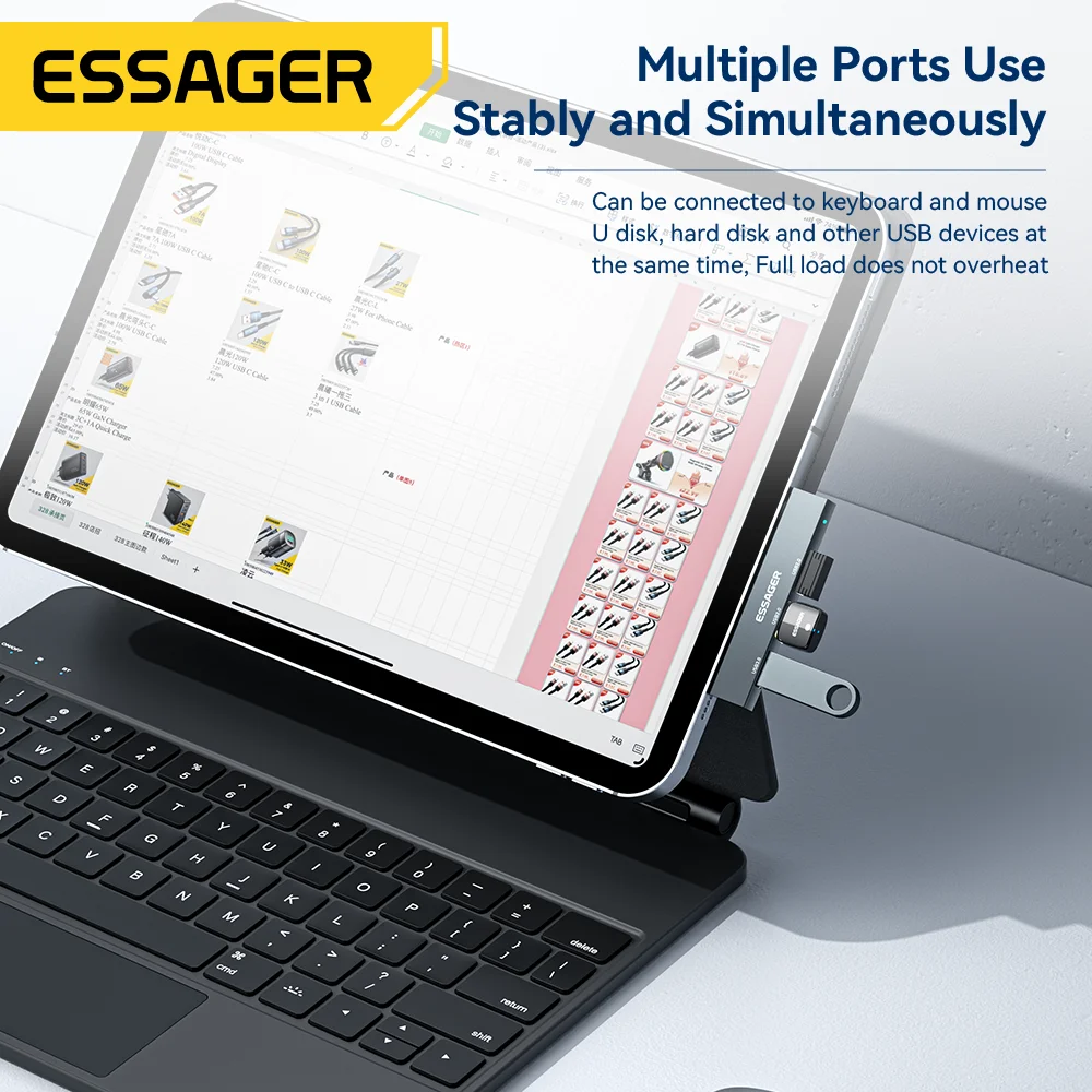 Essager 3 in 1 Type C to USB Hub 3 Ports C Extended Plug Portable USB High Speed Hub For Macbook Pro Computer Accessories
